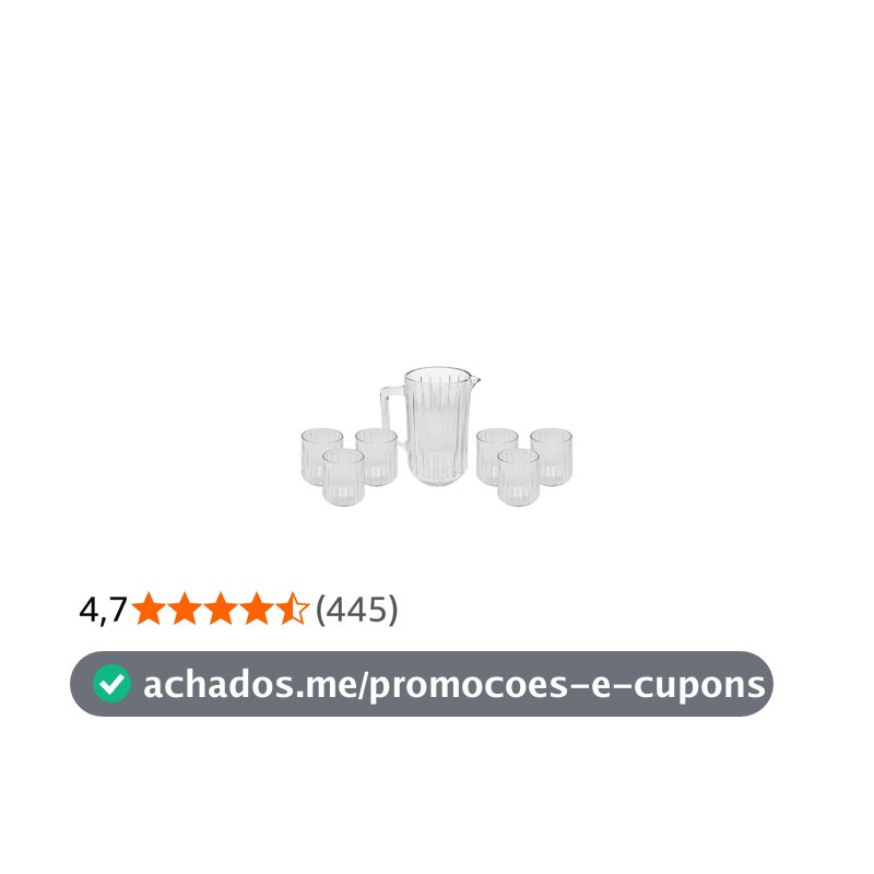 WOLFF - Conjunto 7 Peças Jarra com 6 Copos de Cristal Bangkok 1,45L/300ml