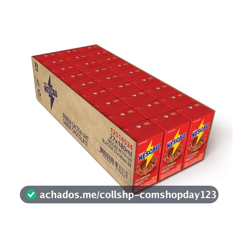 Bebida Láctea Nescau Chocolate, 180ml, 27 Unidades