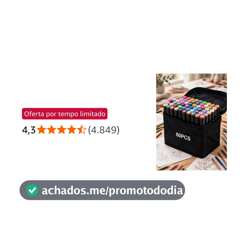 Kit de 60 Canetas Marcador Permanente Ponta Dupla Coloridas para Desenho Profissional Escolar Infantil com Estojo Organizador Base Artista Canetinhas Hidrográficas Alcool Caneta para Colorir