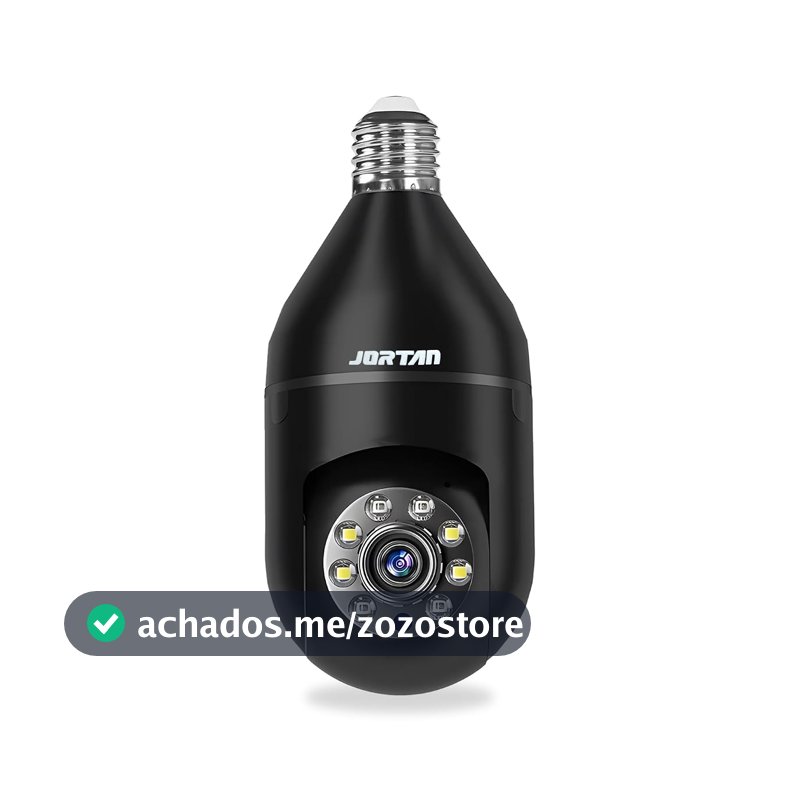Câmera Lâmpada Wi-Fi 1080P Full HD 360° – Visão Noturna, Detecção Humana Inteligente, Áudio Bidirecional, Gravação em Nuvem e MicroSD até 128GB (preto)