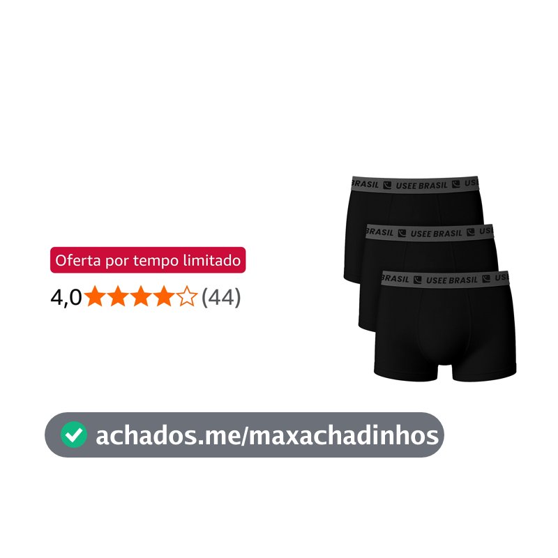 Kit com 3 Cuecas Boxer Algodão Masculina Usee Brasil Premium