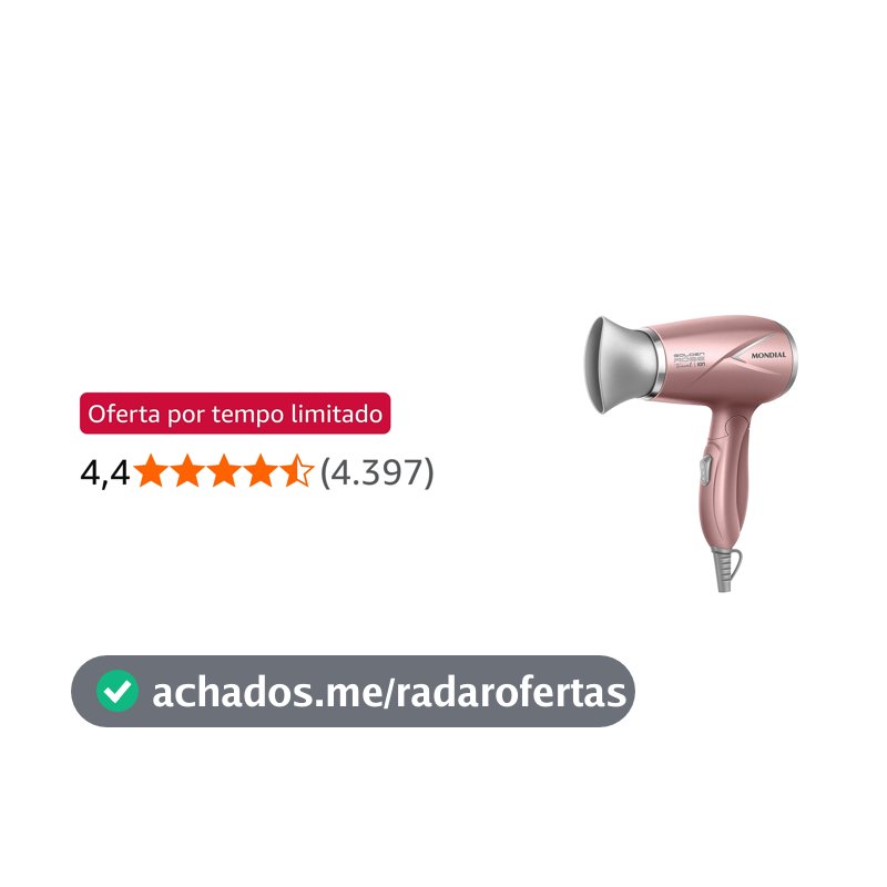 MONDIAL Secador de Cabelos Travel, Golden Rose, 1200W, Bivolt - SC-47-GR