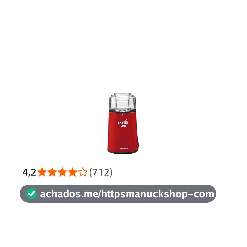 PIPOQUEIRA PO CINE PP01 VERMELHO COM DOSADOR 1200W 127V AGRATTO