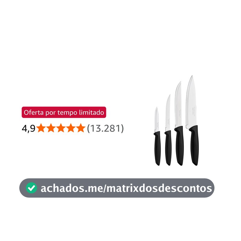 Tramontina JOGO FACAS INOX 4PC PLENUS PRE, Preto