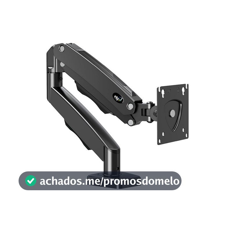 ELG, F80N, Suporte Articulado de Mesa, Pistão a Gás, Design Compacto e Retrátil, Ergonômico, Monitores 17'' a 35'', 2kg a 9kg, Preto
