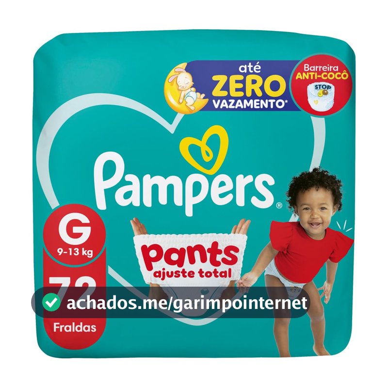 Fralda Pampers Pants Ajuste Total Tamanho G, Fácil de Vestir, 72 Unidades
