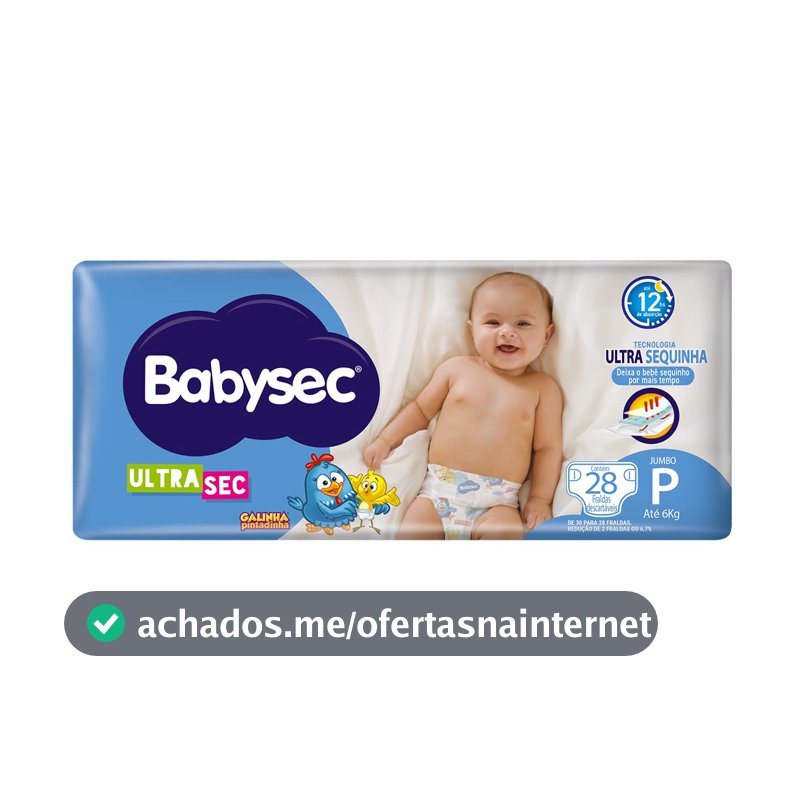 Fralda Babysec Ultrasec Galinha Pintadinha, P, 28 unidades