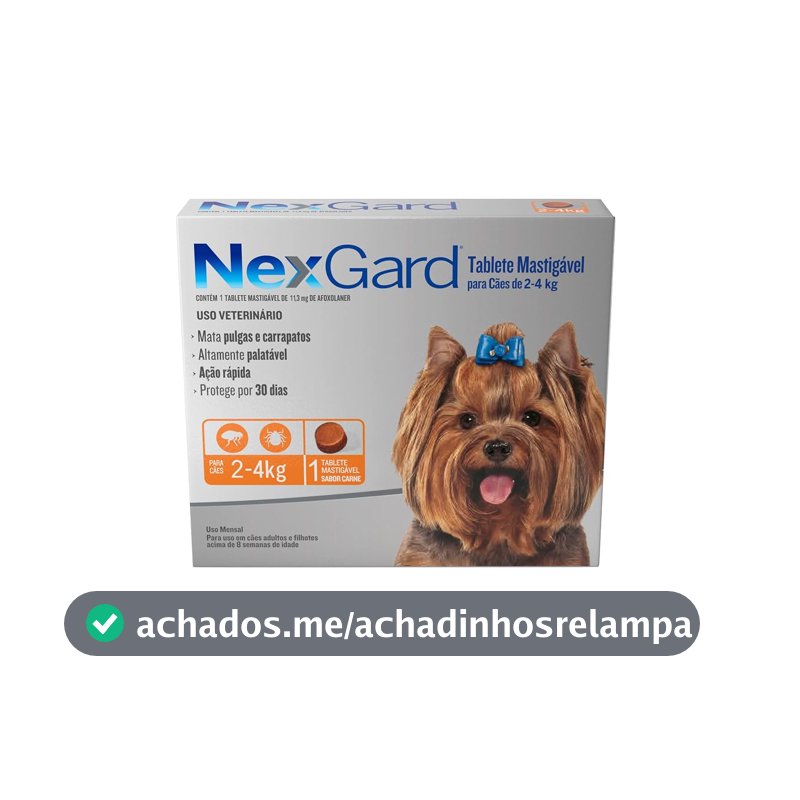 NexGard Antipulgas e Carrapatos para Cães de 2 a 4kg - 1 tablete