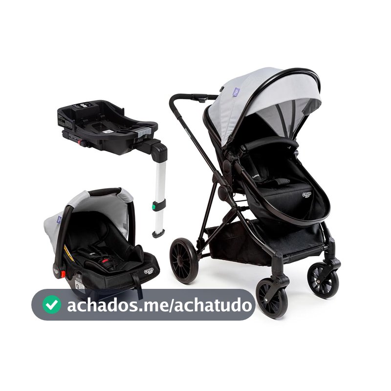 Travel System Cosco Kids, Lummy Trio, Isofix, Cinza Gelo