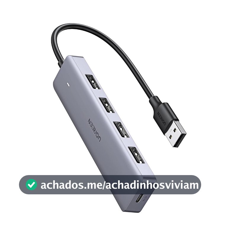UGREEN Hub USB 3.0 4 portas com porta alimentada tipo C, extensor USB compatível com MacBook Mac Pro Mini iMac Surface Pro XPS IdeaPad MateBook X Pro, notebook, PC, USB, HDD móvel