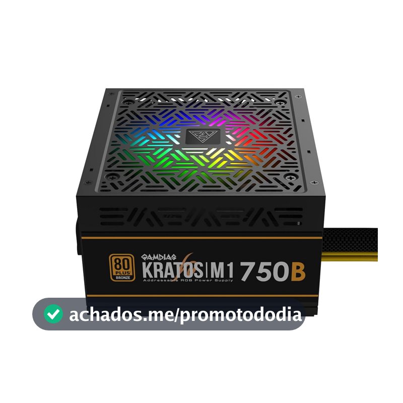 GAMDIAS Fonte de Alimentação RGB 750W KRATOS M1 (ATX/Bivolt/80 Plus Bronze/PFC Ativo/RGB Endereçavel/Sem Cabo) - KRATOS M1-750B LA