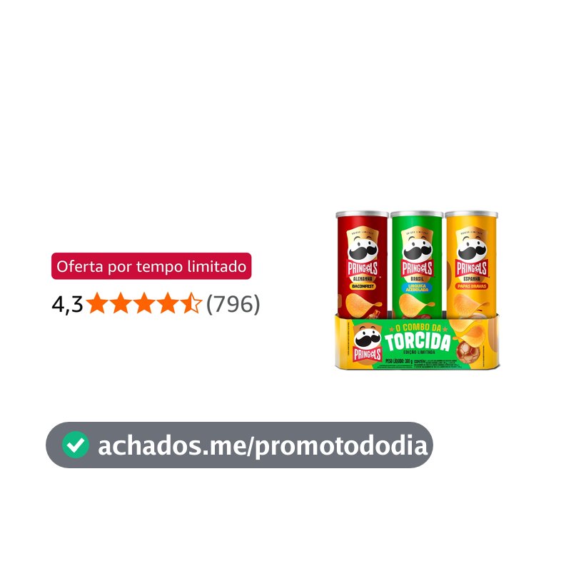 Salgadinho Batata Frita Pringles Tripack Especial Festa do Futebol