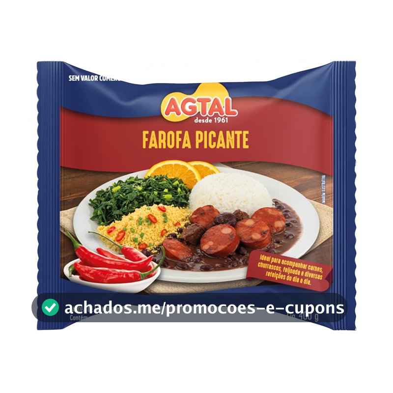 Farofa Picante Agtal 400g – Pronta para Consumo, Crocante com Toque de Pimenta, Ideal para Churrasco e Refeições