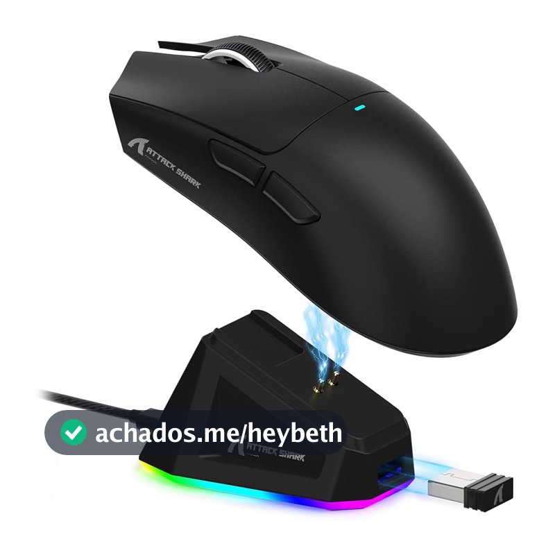 Mouse Gamer ATTACK SHARK X11 Sem Fio Tri-Mode (2.4G/Bluetooth/USB) Com Base RGB – Ergonômico, Alta Precisão (Preto)