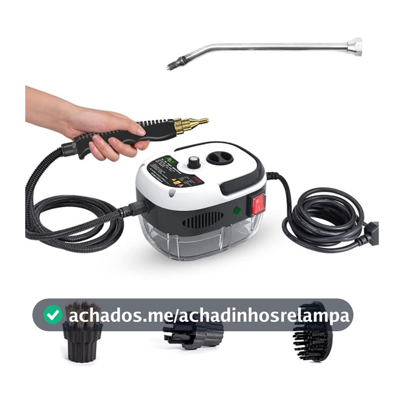 Limpador a vapor portátil de 2500 W, máquina de limpeza a vapor pressurizada de alta temperatura, para carros, com escovas inclusas.