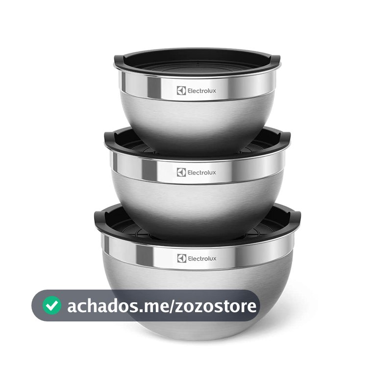Conjunto de Bowls Tigelas de Inox com Tampa Plástica Electrolux