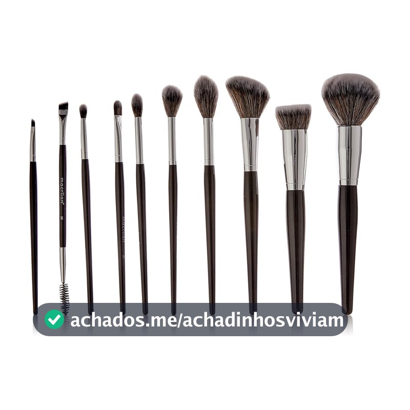 Pincéis para Maquiagem Macrilan, Modelo A100, Kit com 10 Unidades