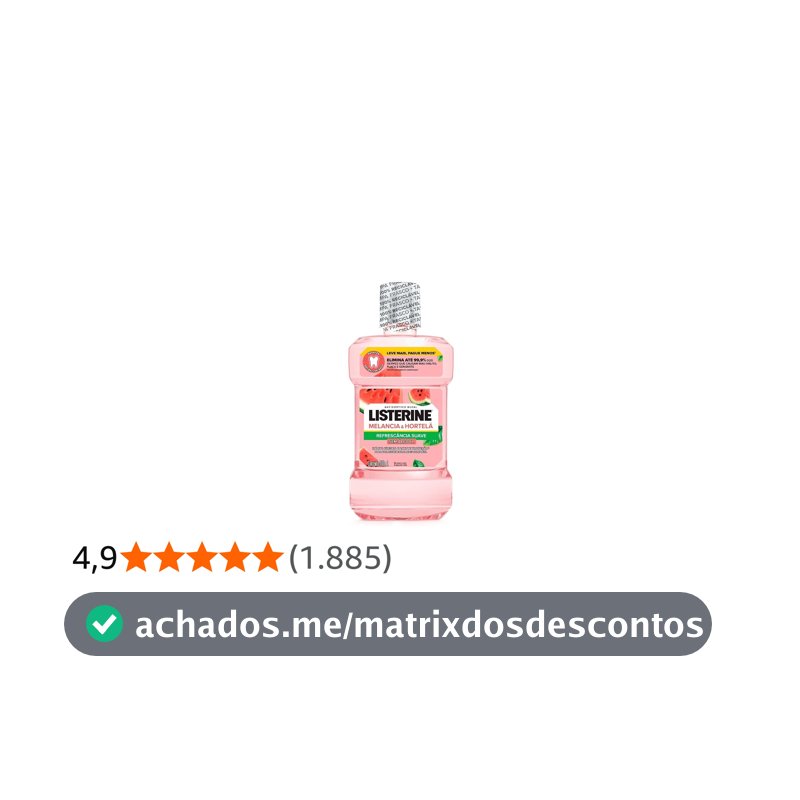 Enxaguante Bucal Listerine, Sem Álcool, Melancia e Hortelã, 500ml