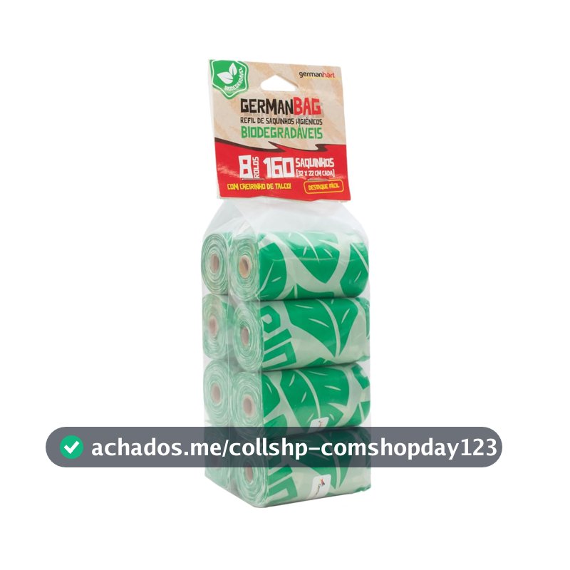 Refil de Saquinhos Higiênicos para Cães Germanhart, Verde, 8 Rolos