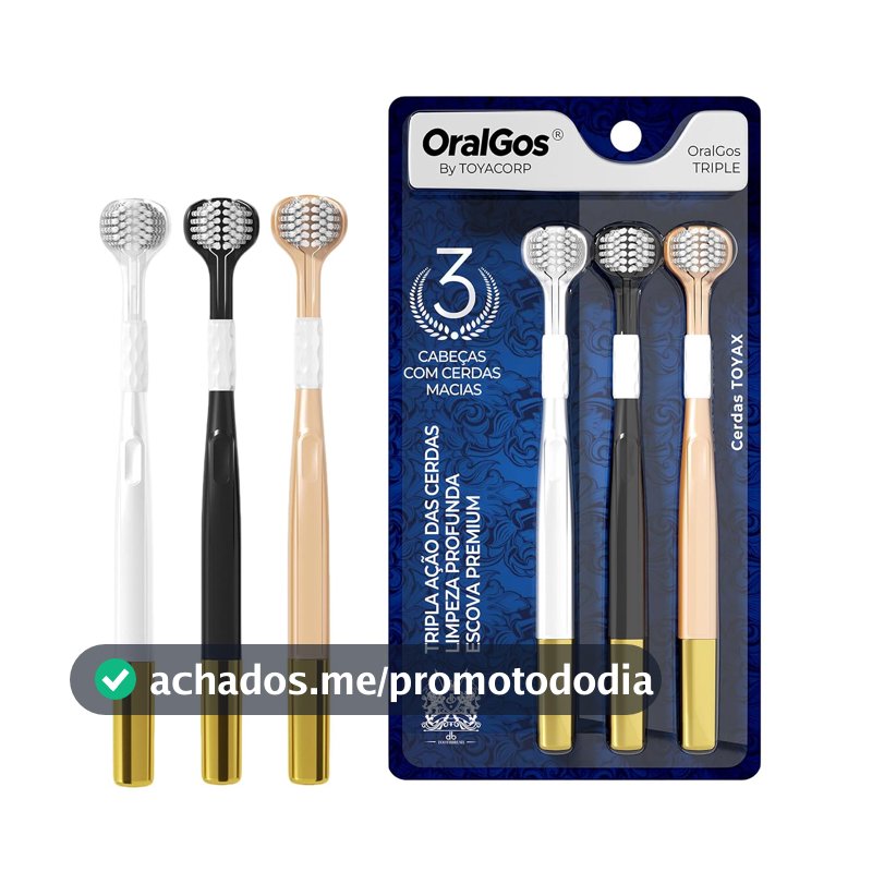 OralGos Escova de Dente 3 Faces Ultra Macia, 3 Unidades, Adulto