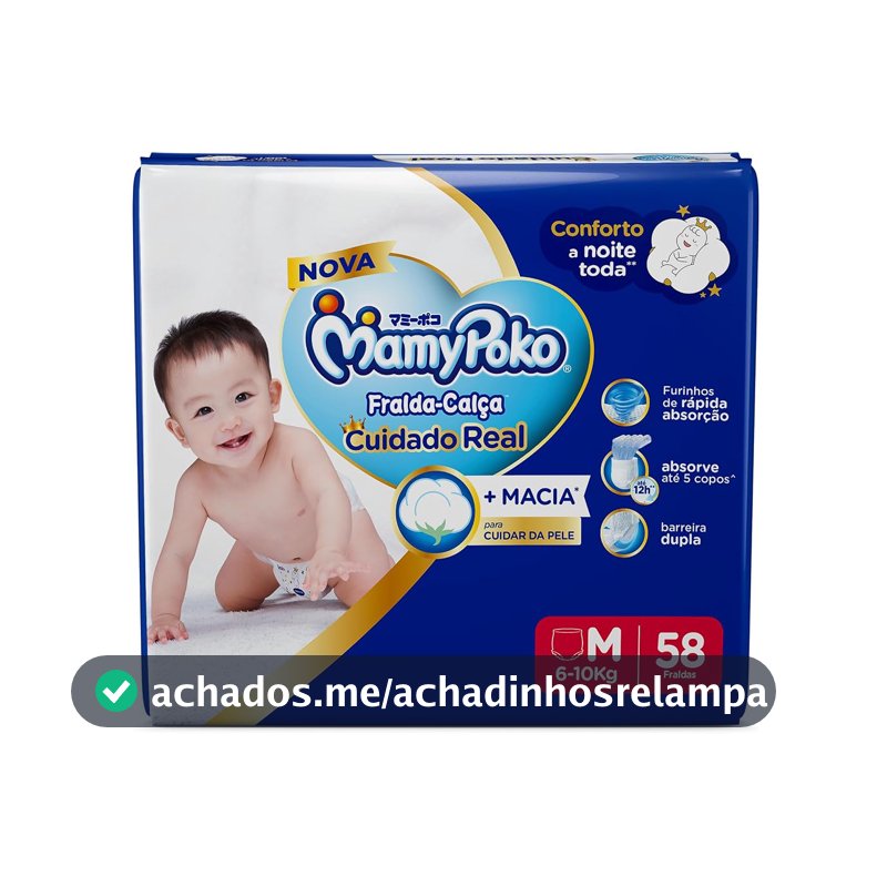 MamyPoko Fralda-Calça Cuidado Real M 58 Unidades