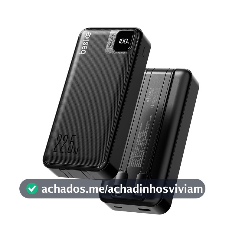 Basike Power Bank, Carregador Portátil Universal 20000mAh, Rápido 22,5W