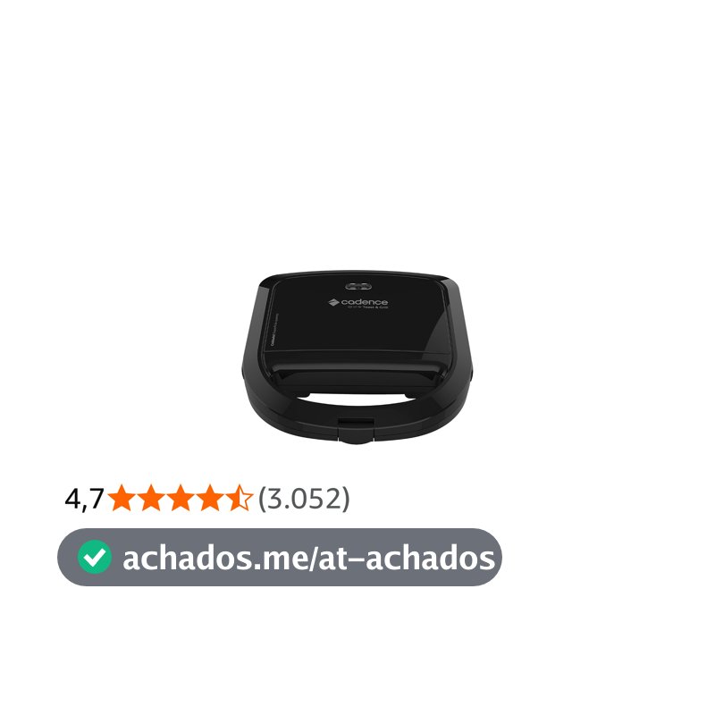 Sanduicheira Elétrica Cadence Toast & Grill, Preta, 750W, 110V, SAN260