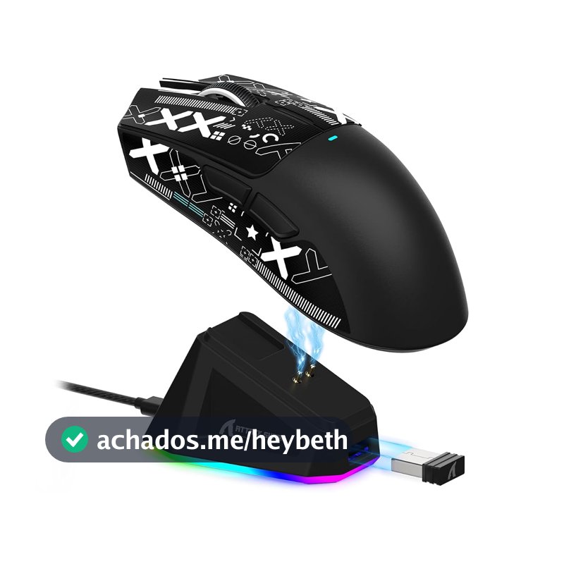 ATTACK SHARK X11 Mouse sem fio leve, 62g, RGB, conexão tri-modo (2.4G/USB-C/BT), 22K DPI, sensor PAW3311, 5 botões programáveis, base de carregamento RGB, compatível com PC/Mac-Preto+Tape