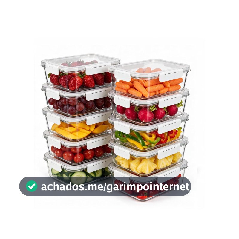 Oikos - Kit 10 Potes de Marmita 370ml Vidro Herméticos com Trava