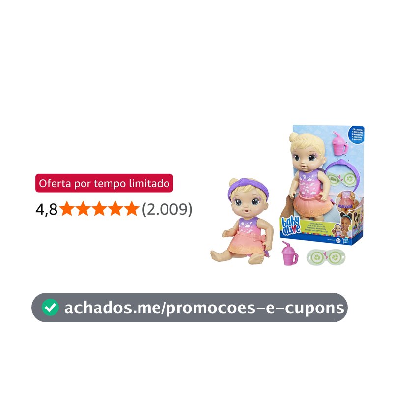 Baby Alive, Boneca, Dia no Spa - Cabelos Loiros, Inclui Máscara e Mamadeira, 22,5 cm - A partir de 3 Anos
