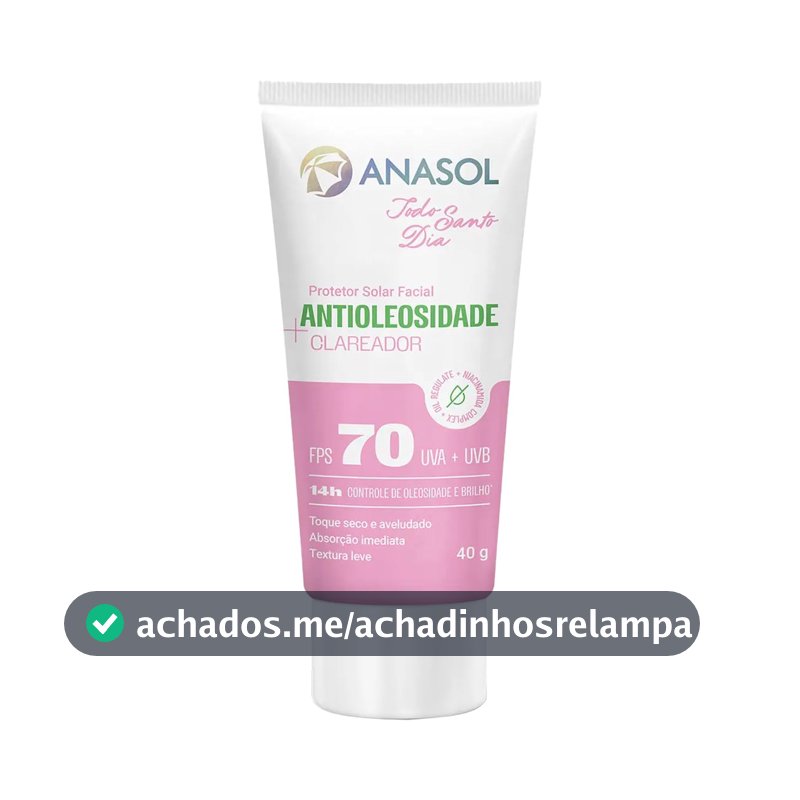 Anasol Protetor Solar Facial Antioleosidade Clareador Todo Santo Dia FPS70 40g