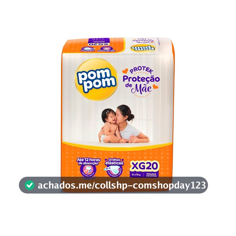 Fralda Pom Pom Protek Proteção de Mãe Jumbo XG 20 Unidades