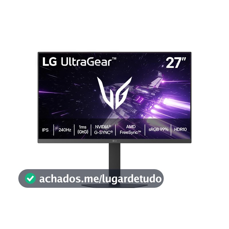 LG UltraGear Monitor Gamer 27" IPS 240Hz 1ms (GtG) Full HD (1920x1080) sRGB 99% HDMI 2.0 NVIDIA G-SYNC AMD FreeSync Premium, Preto - 27G440A