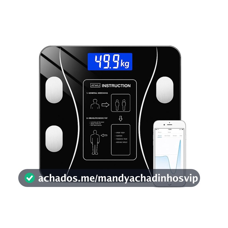 Balança Corporal Bioimpedância Premium Com Visor Inteligente Bluetooth Composição Corporal Peso Controle da Sua Saúde Completo Com Aplicativo