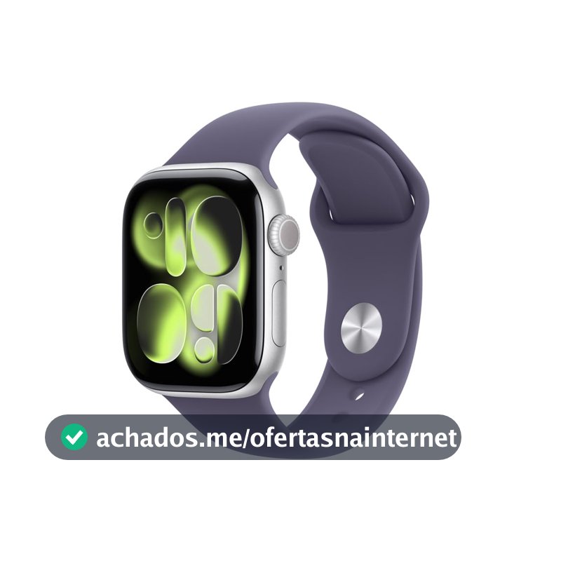 Apple Watch Series 11 GPS, Caixa em alumínio prateado de 42 mm com Bracelete desportiva roxo névoa - P/M
