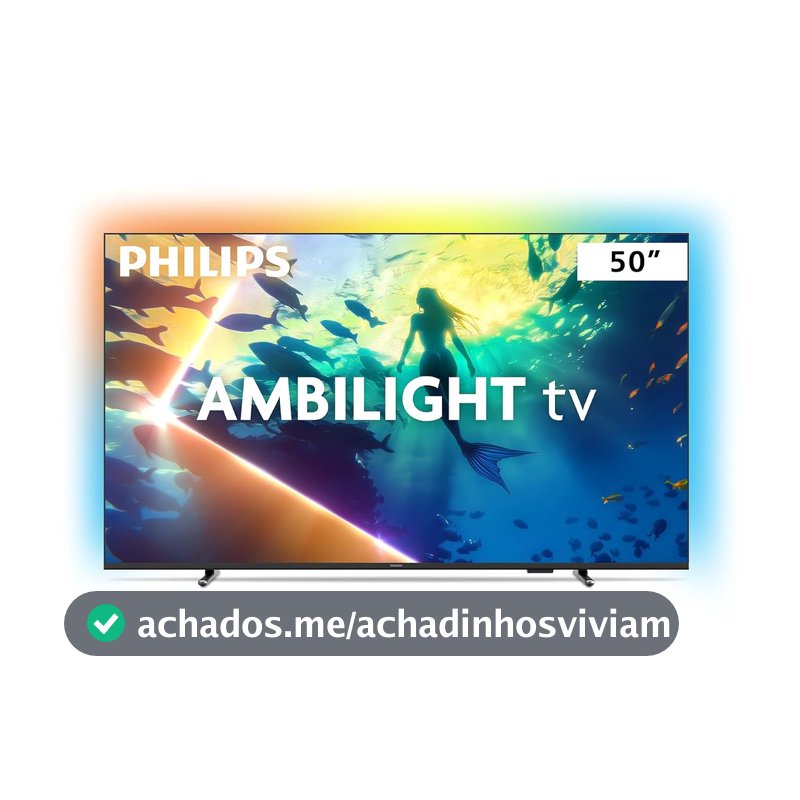 PHILIPS, Smart TV Ambilight 50" 4K, Titan OS, 50PUG8100/78, Comando de Voz, HDR10+/Dolby Atmos, VRR/ALLM, Bluetooth