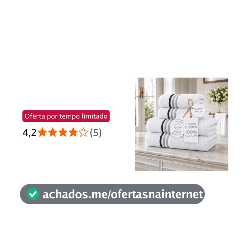 Kit Jogo de Toalhas de Banho e Rosto 4 Peças Banhão 500g/m² Trento Branco