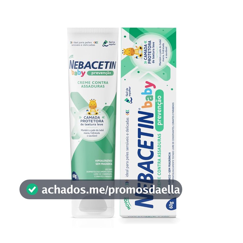 Nebacetin Baby Prevenção Pomada Contra Assaduras 60g - Pele Macia Hidratada e Saudável, Para Peles Sensíveis e Delicadas do Bebê