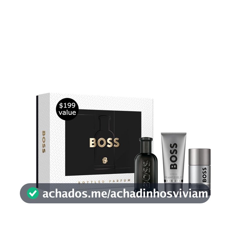 Kit Perfume Masculino Hugo Boss Bottled Parfum, Amadeirado Âmbar, 3 Itens