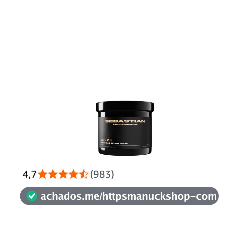 Sebastian Professional, Dark Oil, Máscara de nutrição, brilho e maciez para todos os tipos de cabelo, 500ml