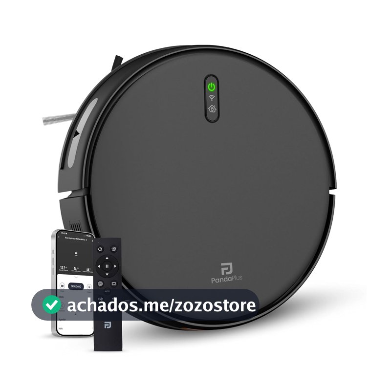 Robô Aspirador De Pó Inteligente Função 3 em 1 Aspira Varre e Passa Pano Wifi Alexa Google App Tuya PandaPlus Giroscópico Mostrar Rota Voltar Base Automático Bivolt (Preto)
