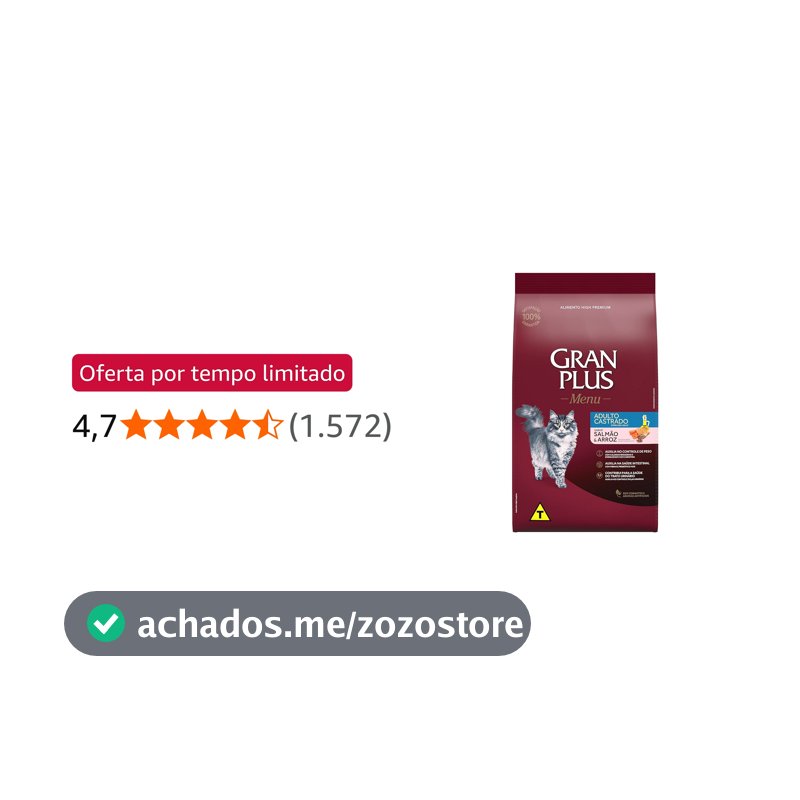 GRANPLUS GATOS CASTRADO SALMÃO E ARROZ 1X10,1kg