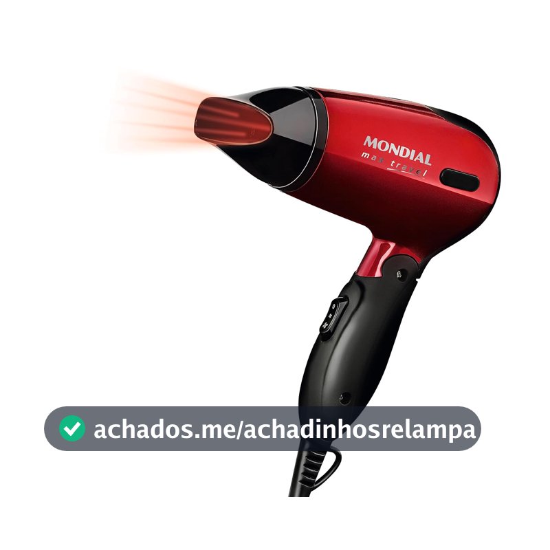 MONDIAL Secador, Max Travel, Bivolt, Preto/Vermelho, 1200W - SC-10