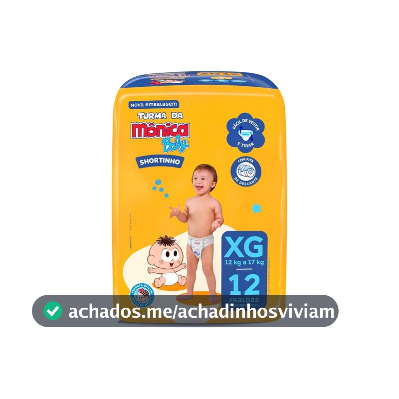 Fralda Turma da Mônica Baby Shortinho Jumbinho XG 12 Unidades