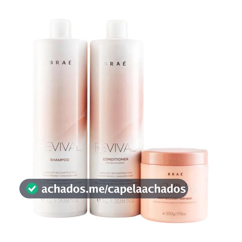 Braé Kit Shampoo 1l+ Condicionador 1l + Mascara 500g Revival