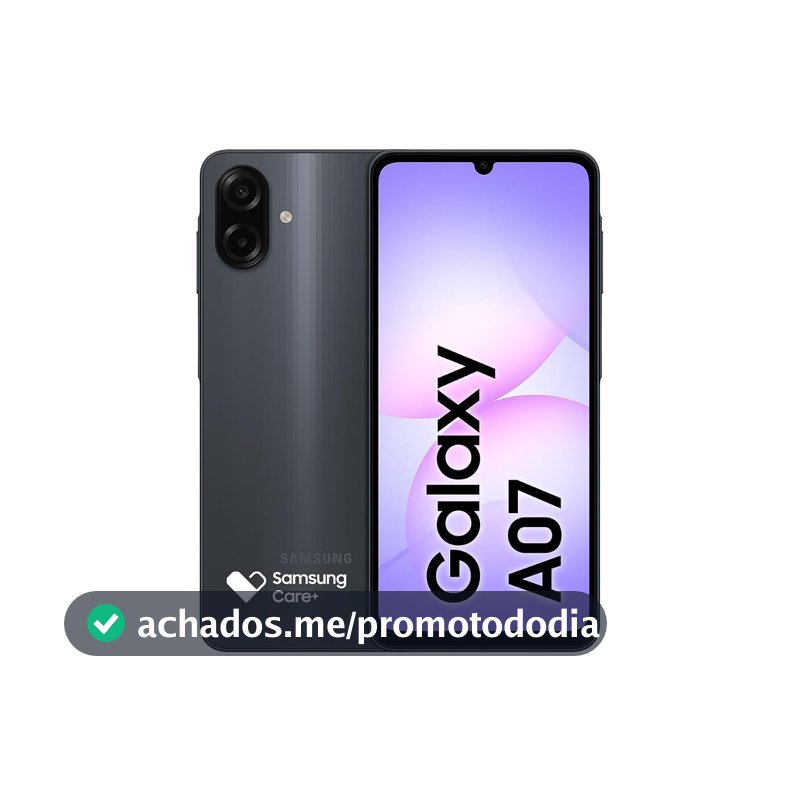 Celular Samsung Galaxy A07 128GB, 4GB, Câm. 50MP, Tela 6.7"- Preto