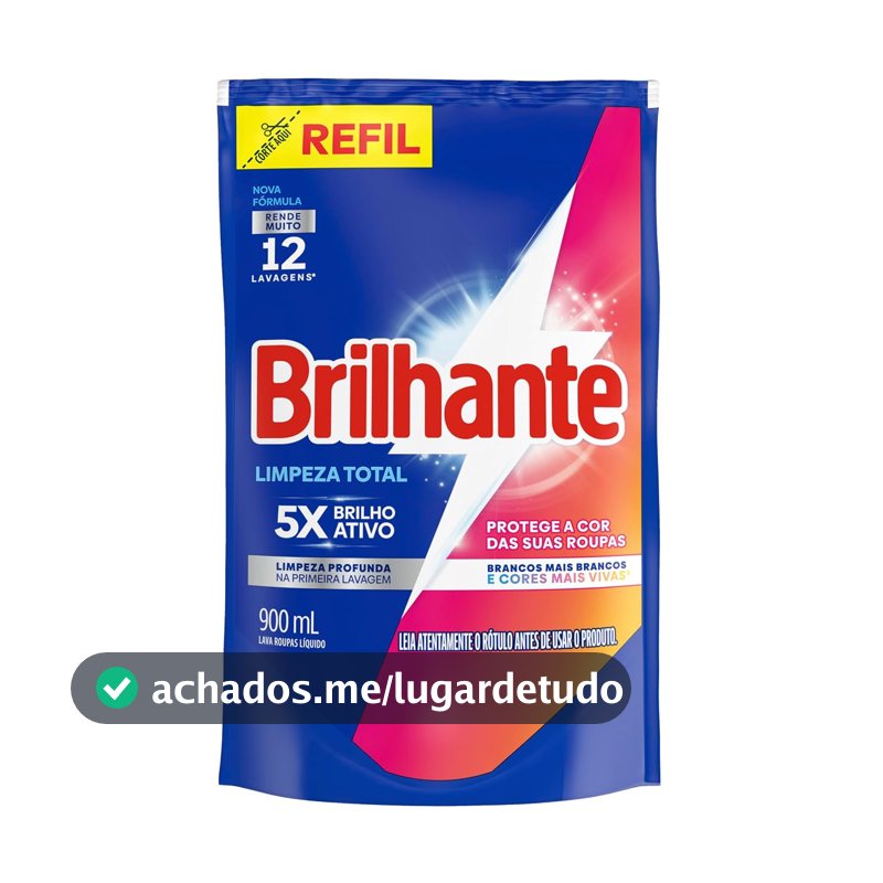 Brilhante Sabão Liquido Limpeza Total Refil 900 Ml