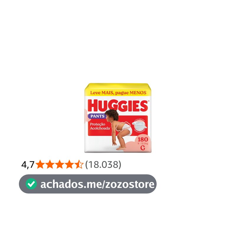 Huggies Fralda Pants Descartável Proteção Acolchoada G - 180 fraldas