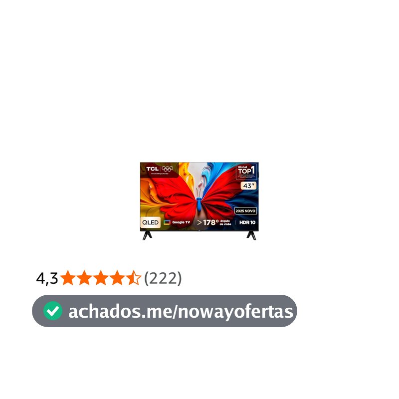 Smart TV TCL 43 Polegadas QLED Full HD S5K WiFi Bluetooth Google TV 2 HDMI HDR10 Dolby Audio 43S5K