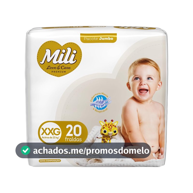 Mili Fralda Love & Care Jumbo Tamanho Xxg 1X20